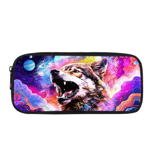 Showudesigns Kinder-Federmäppchen für Mädchen, Federmäppchen, Jungen, großes Stifteetui, Schreibwaren, Lehrer, Schulbedarf, Ein cooler Wolf, M von Showudesigns