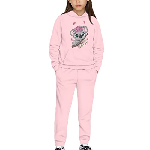 Showudesigns Kinder Mädchen Trainingsanzug Hoodies und Jogginghose Set Langarm Pullover Hose, Baby Koala, 8-9 Jahre von Showudesigns