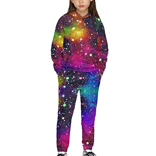 Showudesigns Kinder Mädchen Trainingsanzug Hoodies und Jogginghose Set Langarm Pullover Hose, Galaxy, 6-7 Jahre von Showudesigns