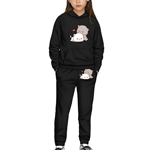 Showudesigns Kinder Mädchen Trainingsanzug Hoodies und Jogginghose Set Langarm Pullover Hose, katze, 10-11 Jahre von Showudesigns