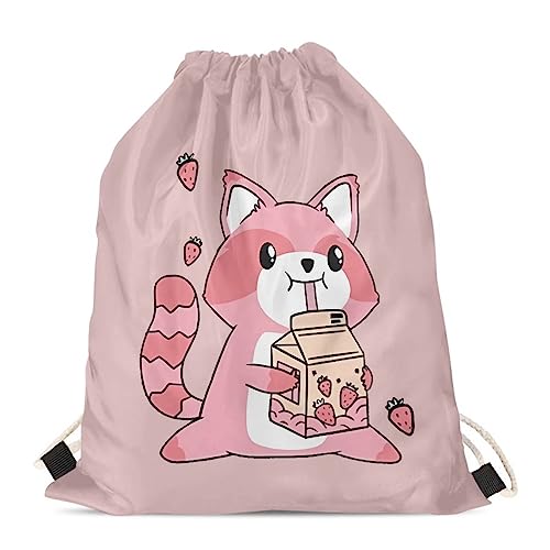 Showudesigns Kinder Outdoor Sport Fitnessstudio Kordelzug Rucksack Tier Dinosaurier Print, Red Panda, Einheitsgröße, Tier von Showudesigns