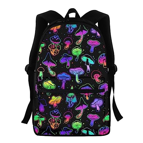 Showudesigns Kinder Rucksack High School Mädchen Jungen Tierdruck Kinder Schultasche Packs Teenager College Büchertasche Wasserabweisend Unisex Casual Reise Daypack Blau, Bunte Pilze, Einheitsgröße von Showudesigns