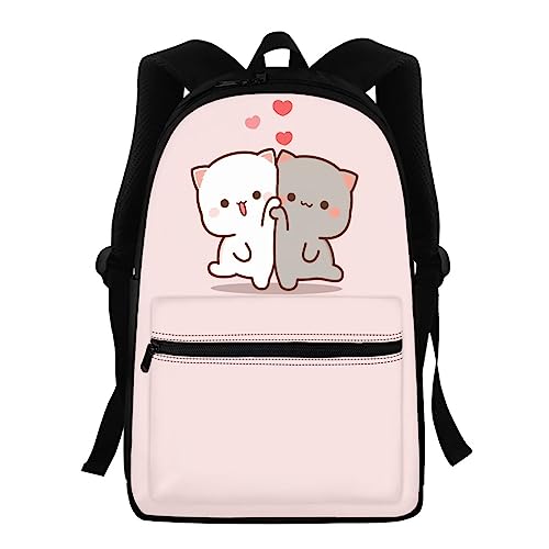 Showudesigns Kinder Rucksack High School Mädchen Jungen Tierdruck Kinder Schultasche Packs Teenager College Büchertasche Wasserabweisend Unisex Casual Reise Daypack Blau, Cartoon Katze, Einheitsgröße von Showudesigns