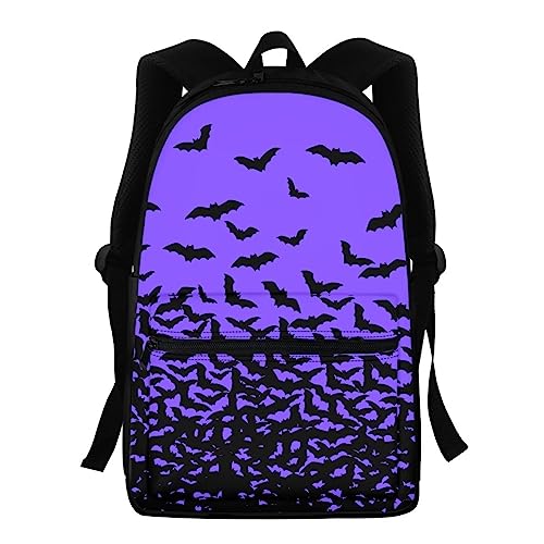 Showudesigns Kinder Rucksack High School Mädchen Jungen Tierdruck Kinder Schultasche Packs Teenager College Büchertasche Wasserabweisend Unisex Casual Reise Daypack Blau, Fledermaus-Design, Einheitsgröße von Showudesigns