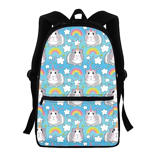 Showudesigns Kinder Rucksack High School Mädchen Jungen Tierdruck Kinder Schultasche Packs Teenager College Büchertasche Wasserabweisend Unisex Casual Reise Daypack Blau, Meerschweinchen, Einheitsgröße von Showudesigns