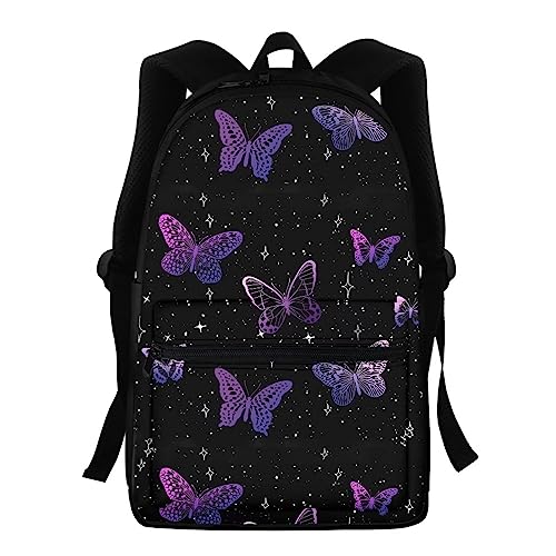 Showudesigns Kinder Rucksack High School Mädchen Jungen Tierdruck Kinder Schultasche Packs Teenager College Büchertasche Wasserabweisend Unisex Casual Reise Daypack Blau, Schmetterling Galaxie, Einheitsgröße von Showudesigns