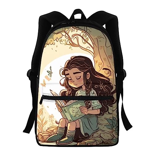 Showudesigns Kinder Rucksack High School Mädchen Jungen Tierdruck Kinder Schultasche Packs Teenager College Büchertasche Wasserabweisend Unisex Casual Reise Daypack Blau, Süße Prinzessin, Einheitsgröße von Showudesigns