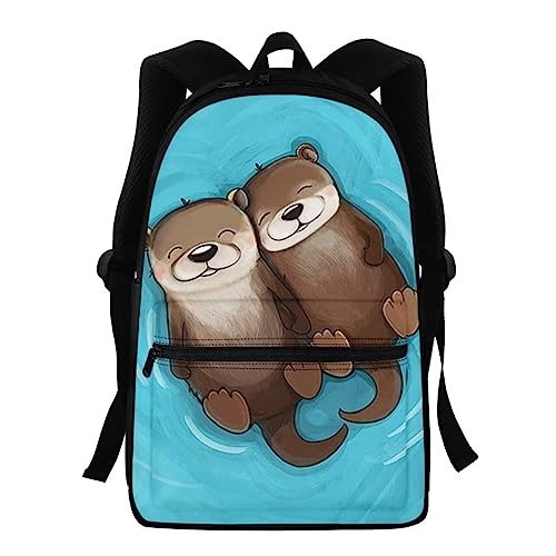 Showudesigns Kinder Rucksack High School Mädchen Jungen Tierdruck Kinder Schultasche Packs Teenager College Büchertasche Wasserabweisend Unisex Casual Reise Daypack Blau, Süßer Seeotter, Einheitsgröße von Showudesigns