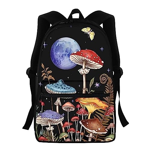 Showudesigns Kinder-Rucksack für Schule, Mädchen, niedlicher Hund, Büchertasche, Grundschüler, Schultasche, Rucksack, Reise, Tagesrucksack, Schmetterling Pilz Mond, Einheitsgröße von Showudesigns