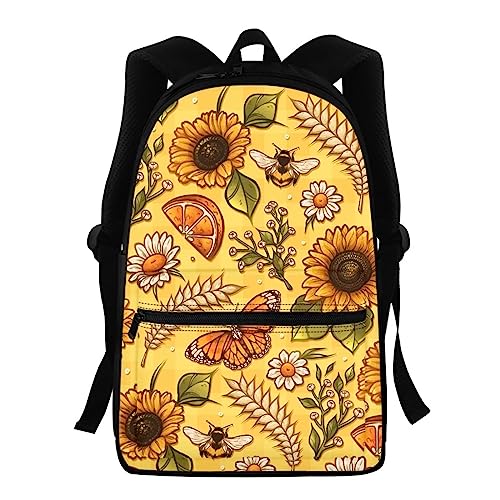 Showudesigns Kinder-Rucksack für Schule, Mädchen, niedlicher Hund, Büchertasche, Grundschüler, Schultasche, Rucksack, Reise, Tagesrucksack, Schmetterling Sonnenblume, Einheitsgröße von Showudesigns