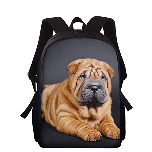 Showudesigns Kinder Rucksack mit Wasserflaschenhalter Mädchen Schultasche Vorschule Kindergarten Büchertasche Jungen, Sharpei Schwarz, Einheitsgröße, Kinderrucksack von Showudesigns