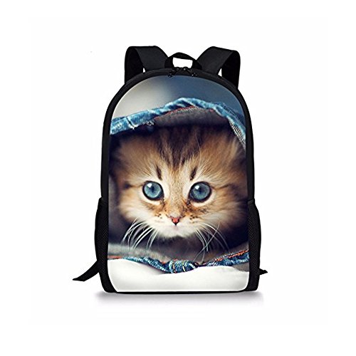 Showudesigns Kinder Schulrucksack mit niedlichem Tiermuster, Katze 1 (Blau) - Showudesigns von Showudesigns