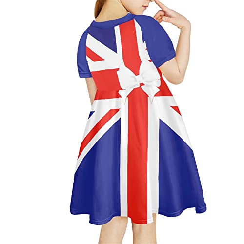 Showudesigns Kleid für Mädchen 4-14 Jahre Kurzarm Kleid Freizeitkleidung, Union Jack Design, 12 Jahre von Showudesigns