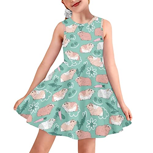 Showudesigns Kleider für Mädchen Kinder Kleid A-Linie Midikleider Shifts Kleid, Meerschweinchen, 5-6 Jahre von Showudesigns