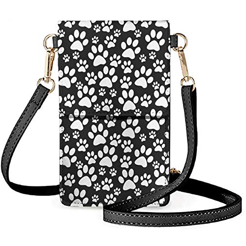 Showudesigns Kleine Handy-Geldbörse mit Touchscreen-Fenster, Leder, Crossbody-Tasche mit Riemen, Hunde- und Katzenpfote., Einheitsgröße von Showudesigns