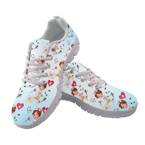 Showudesigns Krankenschwester Turnschuhe Bequeme Schuhe Damen Sommer Frauen Schuhe Sneaker Sportschuhe Laufschuhe Running Gym Freizeitschuhe EU 39 Blau Farbverlauf Weiß von Showudesigns