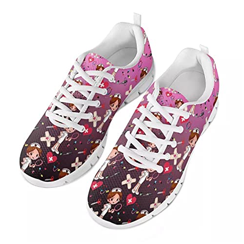 Showudesigns Krankenschwester Turnschuhe Damen Rosa Schwarz Sneaker Leichter Leichtathletik-Sportschuh Gehen Sie leicht spazieren Jogging-Laufschuhe - EU-Größe 39 von Showudesigns