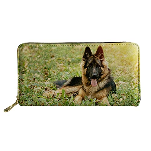 Showudesigns Lange Geldbörse mit Tiermotiv, Leder, für Damen, Business, Arbeit, Deutscher Schäferhund, Einheitsgröße, von Showudesigns