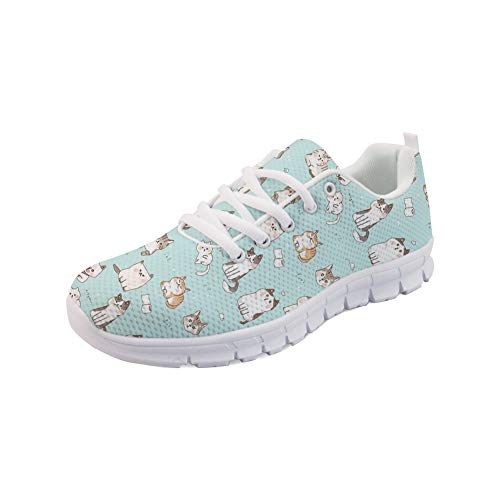 Showudesigns Laufschuhe Damen Sneaker Sportschuhe Running Fitness Schuhe Katze Grün Cat (Größe 38) von Showudesigns