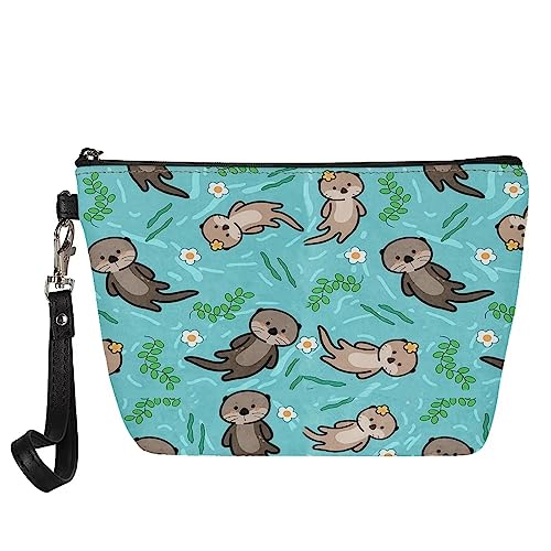 Showudesigns Make-up-Tasche, Leder, Kosmetiktasche, Kulturbeutel, Organizer, Halter für Damen, otter, Einheitsgröße von Showudesigns