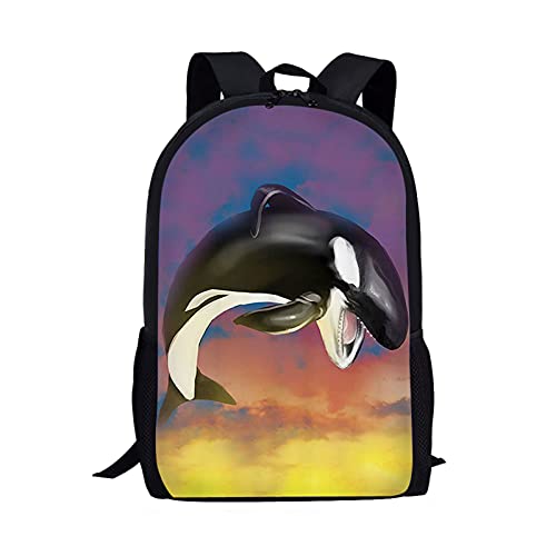 Showudesigns Mehrfarbiger Graffiti-Rucksack für Teenager, Jungen, Mädchen, Polyester-Stoff, Killerwal, Einheitsgröße, Gepäck-Set von Showudesigns