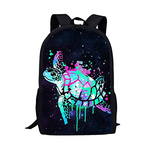 Showudesigns Mehrfarbiger Graffiti-Rucksack für Teenager, Jungen, Mädchen, Polyester-Stoff, Meeresschildkröte Galaxie, Einheitsgröße, Gepäck-Set von Showudesigns