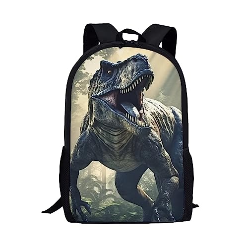 Showudesigns Mehrfarbiger Graffiti-Rucksack für Teenager, Jungen, Mädchen, Polyestergewebe, Dinosaurier-Druck, Einheitsgröße, Gepäck-Set von Showudesigns