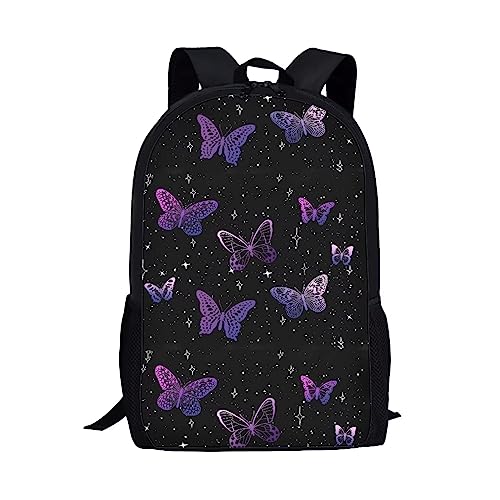 Showudesigns Mehrfarbiger Graffiti-Rucksack für Teenager, Jungen, Mädchen, Polyestergewebe, Schmetterling Galaxie, Einheitsgröße, Gepäck-Set von Showudesigns