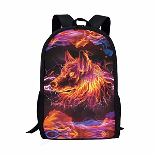 Showudesigns Netter Druck Tier Kinder Schulrucksack mit Flaschentasche, Cooles Wolf-Design, Einheitsgröße, Gepäck-Set von Showudesigns