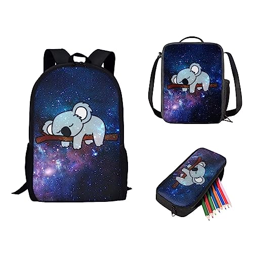 Showudesigns Netter Druck Tier Kinder Schulrucksack mit Flaschentasche, Galaxy Koala, Einheitsgröße von Showudesigns