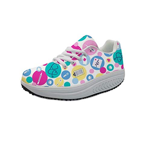 Showudesigns Netz Plateau Wedges Sneaker Damen Schnürer Schuhe Shape-up Fitnessschuhe Krankenschwester Schuhe Nurse Shoes von Showudesigns