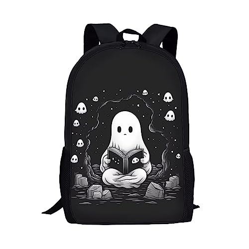 Showudesigns Niedlicher bedruckter Tier-Kinder-Schulrucksack mit Flaschentasche, Ghost, Einheitsgröße, Gepäck-Set von Showudesigns