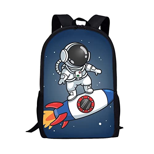 Showudesigns Niedlicher bedruckter Tier-Kinder-Schulrucksack mit Flaschentasche, Raketen-Astronaut, Einheitsgröße, Gepäck-Set von Showudesigns