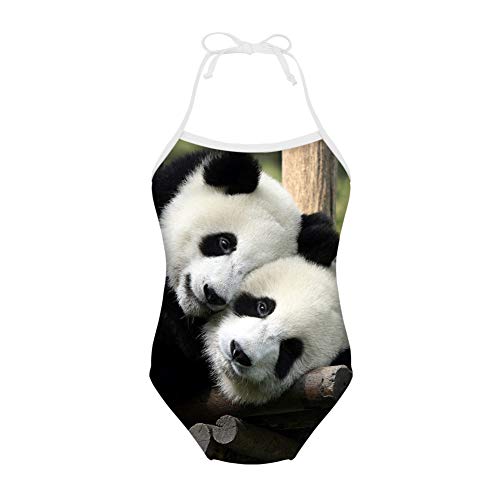 Showudesigns One Piece Badeanzug Dinosaurier Print Mädchen Strand Sport Badeanzug Badeanzug Gr. 7-8 Jahre, Panda 2 von Showudesigns