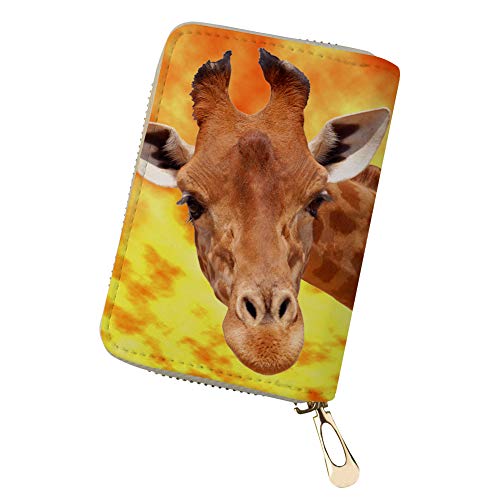 Showudesigns PU Leder Kartenetui Brieftasche Reißverschluss Slim Frauen Kreditkarte Halter, Giraffe, Einheitsgröße von Showudesigns