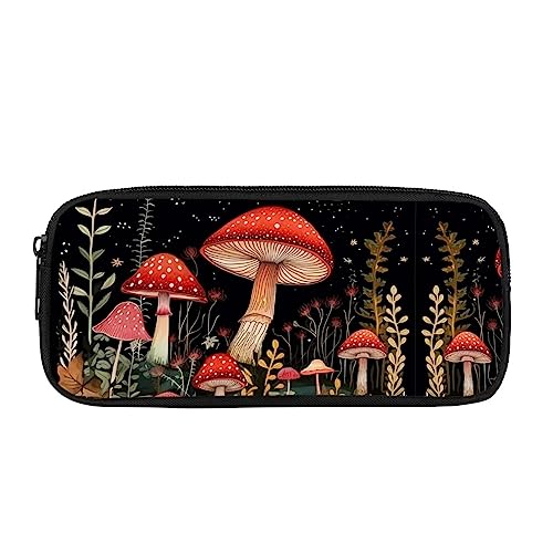 Showudesigns Pilz-Federmäppchen, Reißverschluss, Kosmetiktasche, Make-up-Tasche, Geldbörse für Teenager, Mädchen, Studenten, Büro, Schule, Schwarz von Showudesigns