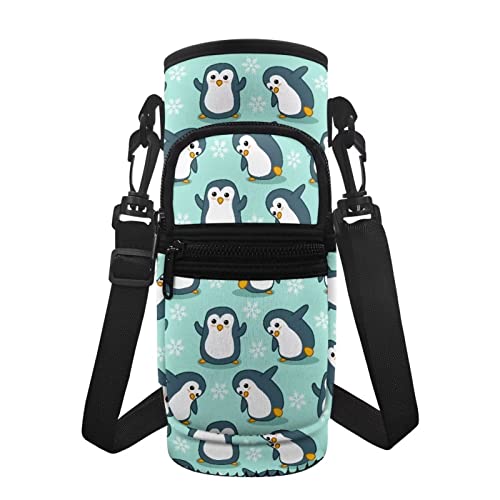 Showudesigns Pinguin-Wasserflaschenhalter für Frauen und Mädchen, Wasserflaschenträger mit Gurt und Tasche, niedliche Wasserflaschentasche, Umhängetasche, 473 ml, 479 ml, 680 ml, 907 ml Kühlhülle von Showudesigns