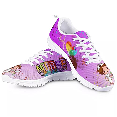 Showudesigns Rosa Krankenschwester Schuhe Flache für Damen Hallenschuhe Walkingschuhe Gym Sports Fitness Leichtathletik Schuhes Leicht Atmungsaktiv Freizeitschuhe 39 von Showudesigns