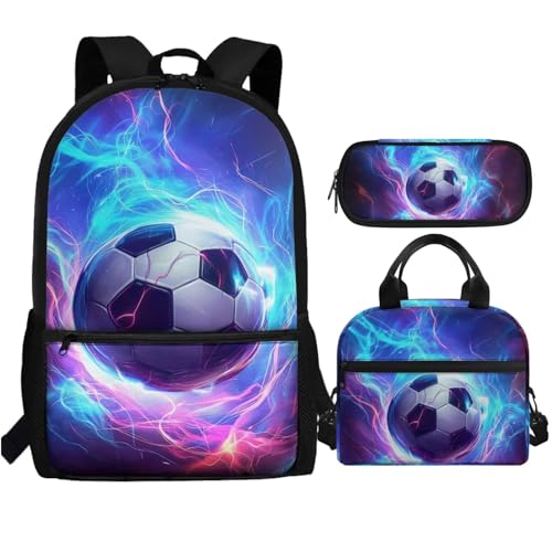 Showudesigns Rucksack für Schule 7-8 9-10 10-15 Kinder Schultasche Lunchbox Federmäppchen, fußball, Einheitsgröße, Tagesrucksäcke Showudesigns Rucksack für Schule 7-8 9-10 10-15 Kinder Schultasche Lunchbox Federmäppchen, fußball, Einheitsgröße, Tagesrucksäcke von Showudesigns