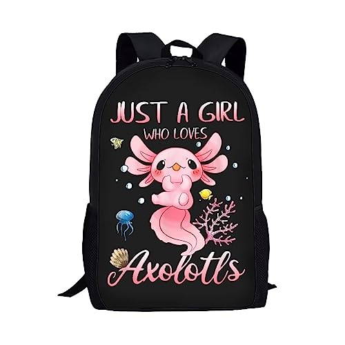 Showudesigns Rucksack mit Tierdruck für Schule, Jungen, Mädchen, Rucksack, Schultasche mit Tasche, Axolotl, Einheitsgröße, Gepäck-Set von Showudesigns