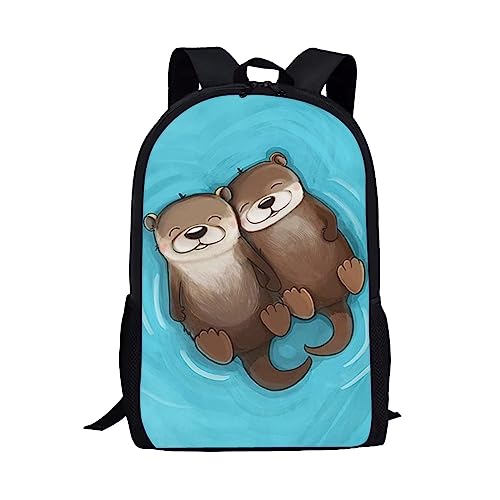 Showudesigns Rucksack mit Tierdruck für Schule, Jungen, Mädchen, Rucksack, Schultasche mit Tasche, Niedliches Seeotter-Design, Einheitsgröße, Gepäck-Set von Showudesigns