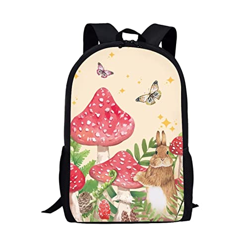 Showudesigns Rucksack mit Tierdruck für Schule, Jungen, Mädchen, Rucksack, Schultasche mit Tasche, Schmetterling Pilz Kaninchen, Einheitsgröße, Gepäck-Set von Showudesigns