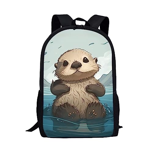 Showudesigns Rucksack mit Tierdruck für Schule, Jungen, Mädchen, Rucksack, Schultasche mit Tasche, Süßer Seeotter, Einheitsgröße, Gepäck-Set von Showudesigns