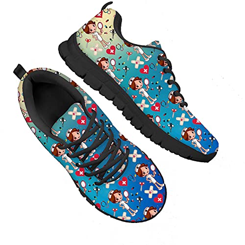 Showudesigns Schuhe Krankenschwester für Damen Laufschuhe Turnschuhe Sportschuhe Sneaker for Gym Yoga Outdoor Walkingschuhe Freizeit Schuhes Grün Blau 41 von Showudesigns