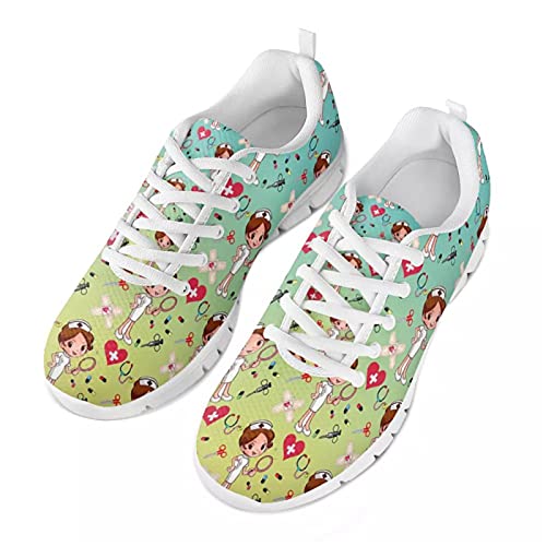 Showudesigns Schuhe Krankenschwester für Damen Laufschuhe Turnschuhe Sportschuhe Sneaker for Gym Yoga Outdoor Walkingschuhe Freizeit Schuhes Grün und Gelb42 von Showudesigns