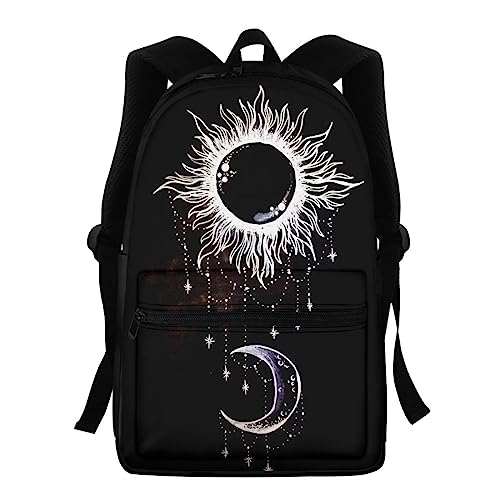 Showudesigns Schultaschen für Mädchen Mittelschule Tier Kinder Rucksack mit Wasserflaschenhalter Büchertaschen High School Student 39,6 cm Reiserucksack, Galaxie Sonne Mond, Einheitsgröße, Kinderrucksack von Showudesigns