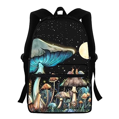 Showudesigns Schultaschen für Mädchen Mittelschule Tier Kinder Rucksack mit Wasserflaschenhalter Büchertaschen High School Student 39,6 cm Reiserucksack, Pilz Mond Schnecke, Einheitsgröße, Kinderrucksack von Showudesigns