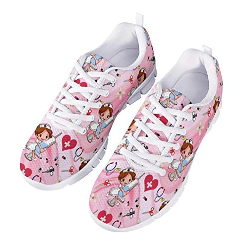 Showudesigns Sneaker Nurse Damen Schuhe Laufschuhe Walkingschuhe Jogging Fitness Sports Schuhe Nurse Sneakers Süße Krankenschwester Trainers 37 EU Rosa von Showudesigns