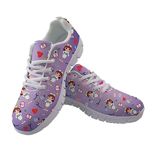 Showudesigns Sneaker Schuhe Krankenschwester Damen Schwester Damen-Neutral- und Straßenlaufschuhe Jugendliche Mädchen Walkingschuhe Schnürhalbschuhe 38 Violett von Showudesigns