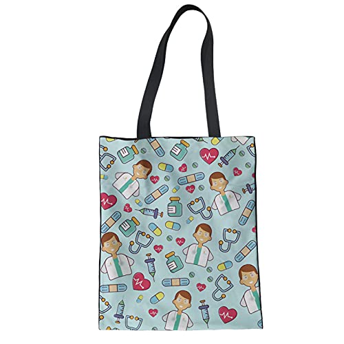 Showudesigns Stoffbeutel für Männer Damen Stofftasche mit Arzt Nurse Aufdruck, Tragetasche, Einkaufstasche, Tasche, Unisex, 34x42cm von Showudesigns